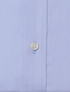 Blue Solid Oxford Slim Fit Dress Shirt -clothing Shop 50 2778.button