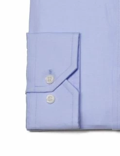 Blue Solid Oxford Slim Fit Dress Shirt -clothing Shop 50 2778.cuff