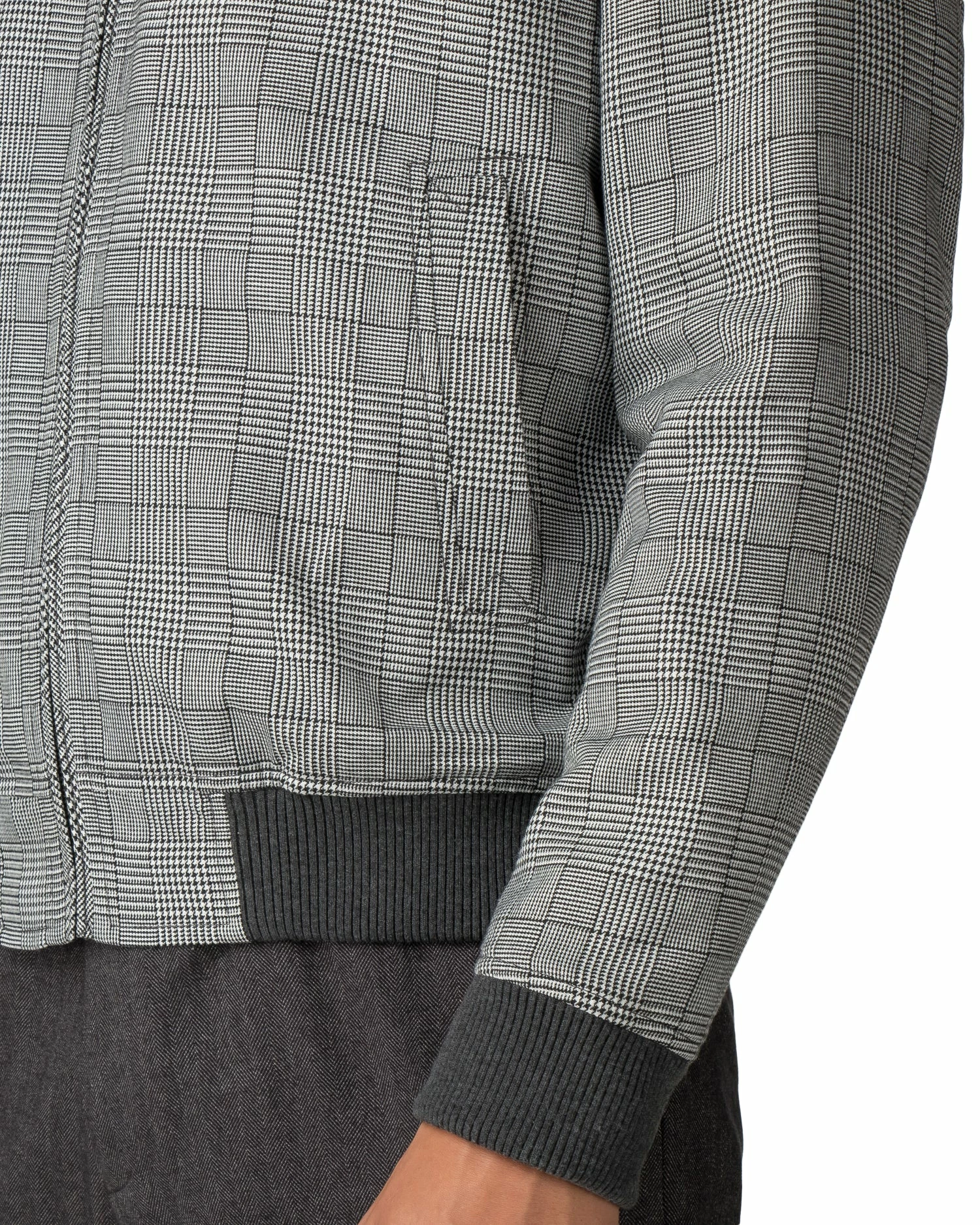 Checked Bomber Jacket - Black 3 Checked Bomber Jacket - Black - Image 3