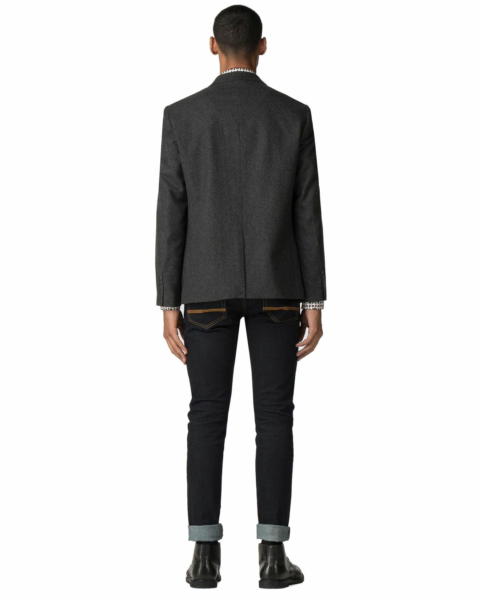 Tipped Flannel Blazer - Charcoal 5 Tipped Flannel Blazer - Charcoal - Image 5