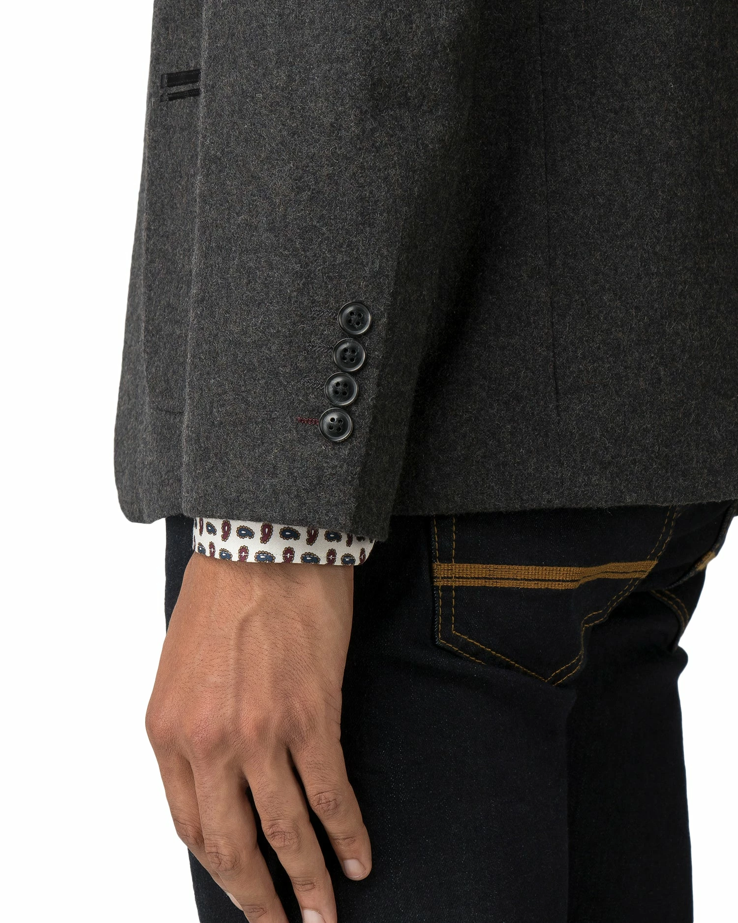 Tipped Flannel Blazer - Charcoal 3 Tipped Flannel Blazer - Charcoal - Image 3