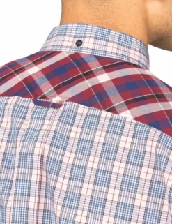 Long-Sleeve Mixed Check Shirt - Pink -clothing Shop 54012 501 long sleeve mixed check shirt pink backcloseup