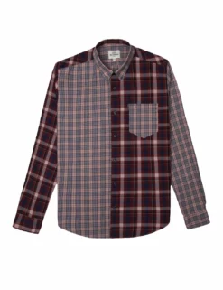 Long-Sleeve Mixed Check Shirt - Pink -clothing Shop 54012 501 long sleeve mixed check shirt pink flatlay