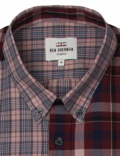 Long-Sleeve Mixed Check Shirt - Pink -clothing Shop 54012 501 long sleeve mixed check shirt pink flatlayneck