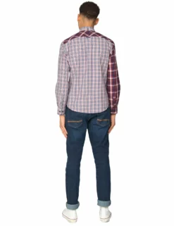 Long-Sleeve Mixed Check Shirt - Pink -clothing Shop 54012 501 long sleeve mixed check shirt pink fullbodyback