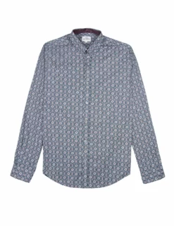 Long-Sleeve Foulard Geo Shirt - Navy -clothing Shop 54015 170 long sleeve foulard geo shirt navy flatlay