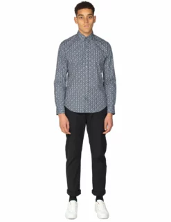 Long-Sleeve Foulard Geo Shirt - Navy -clothing Shop 54015 170 long sleeve foulard geo shirt navy fullbody