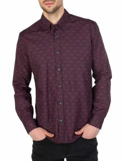 Long-Sleeve Foulard Geo Shirt - Wine