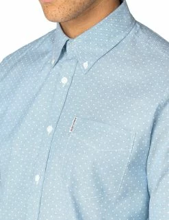 clothing Shop -clothing Shop 54017 120 long sleeve polka dot oxford shirt sky closeup