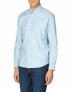 Long-Sleeve Polka Dot Oxford Shirt - Sky