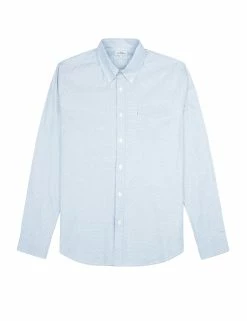 Long-Sleeve Polka Dot Oxford Shirt - Sky -clothing Shop 54017 120 long sleeve polka dot oxford shirt sky flatlay