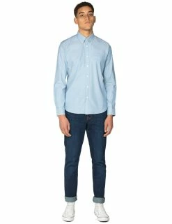 Long-Sleeve Polka Dot Oxford Shirt - Sky -clothing Shop 54017 120 long sleeve polka dot oxford shirt sky fullbody