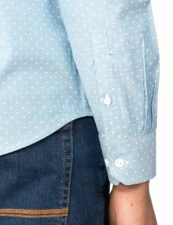 Long-Sleeve Polka Dot Oxford Shirt - Sky -clothing Shop 54017 120 long sleeve polka dot oxford shirt sky sleeve