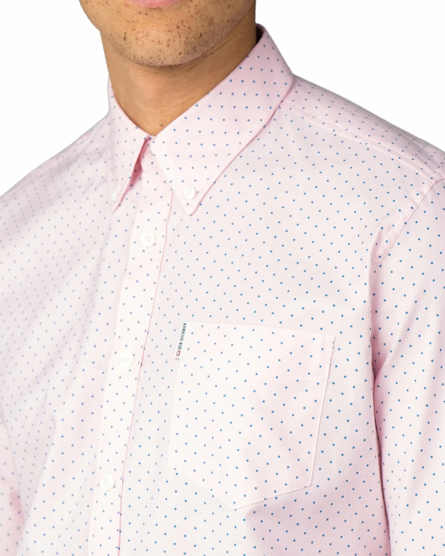 Long-Sleeve Polka Dot Oxford Shirt - Pink 2 Long-Sleeve Polka Dot Oxford Shirt - Pink - Image 2