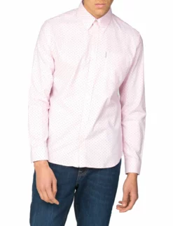 Long-Sleeve Polka Dot Oxford Shirt - Pink