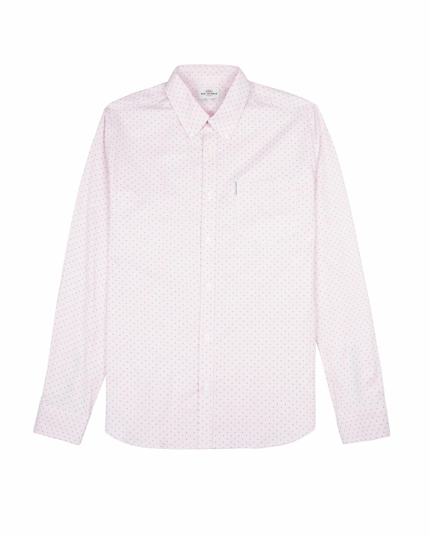 Long-Sleeve Polka Dot Oxford Shirt - Pink 6 Long-Sleeve Polka Dot Oxford Shirt - Pink - Image 6