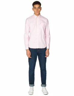 Long-Sleeve Polka Dot Oxford Shirt - Pink 12 Long-Sleeve Polka Dot Oxford Shirt - Pink -clothing Shop 54017 501 long sleeve polka dot oxford shirt pink fullbody