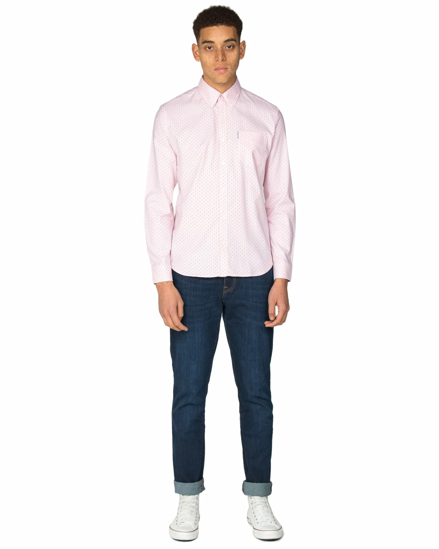 Long-Sleeve Polka Dot Oxford Shirt - Pink 5 Long-Sleeve Polka Dot Oxford Shirt - Pink - Image 5