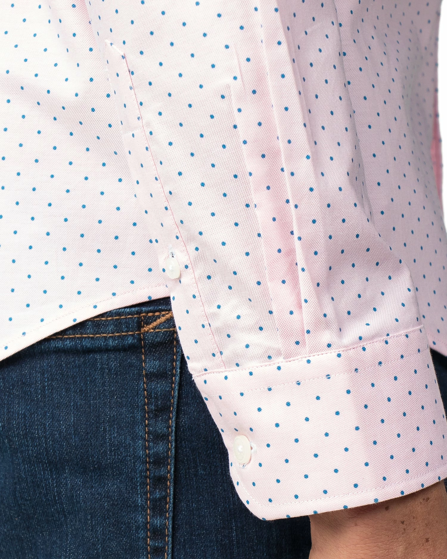 Long-Sleeve Polka Dot Oxford Shirt - Pink 4 Long-Sleeve Polka Dot Oxford Shirt - Pink - Image 4