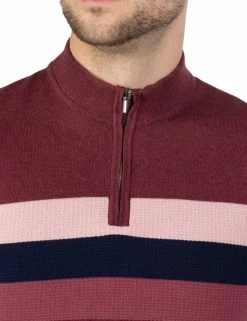 Zip Turtleneck Knit Polo Shirt - Wine 6 Zip Turtleneck Knit Polo Shirt - Wine -clothing Shop 54234 580 zip turtleneck knit polo shirt wine closeup