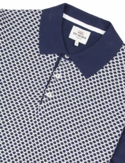 Micro-Geo Knit Polo Shirt - Navy -clothing Shop 54235 170 micro geo knit polo shirt navy flatlaycloseup