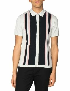 Button Through Knit Mod Polo - Ecru