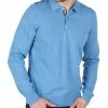Long-Sleeved Knit Polo Shirt - Jazzy Blue
