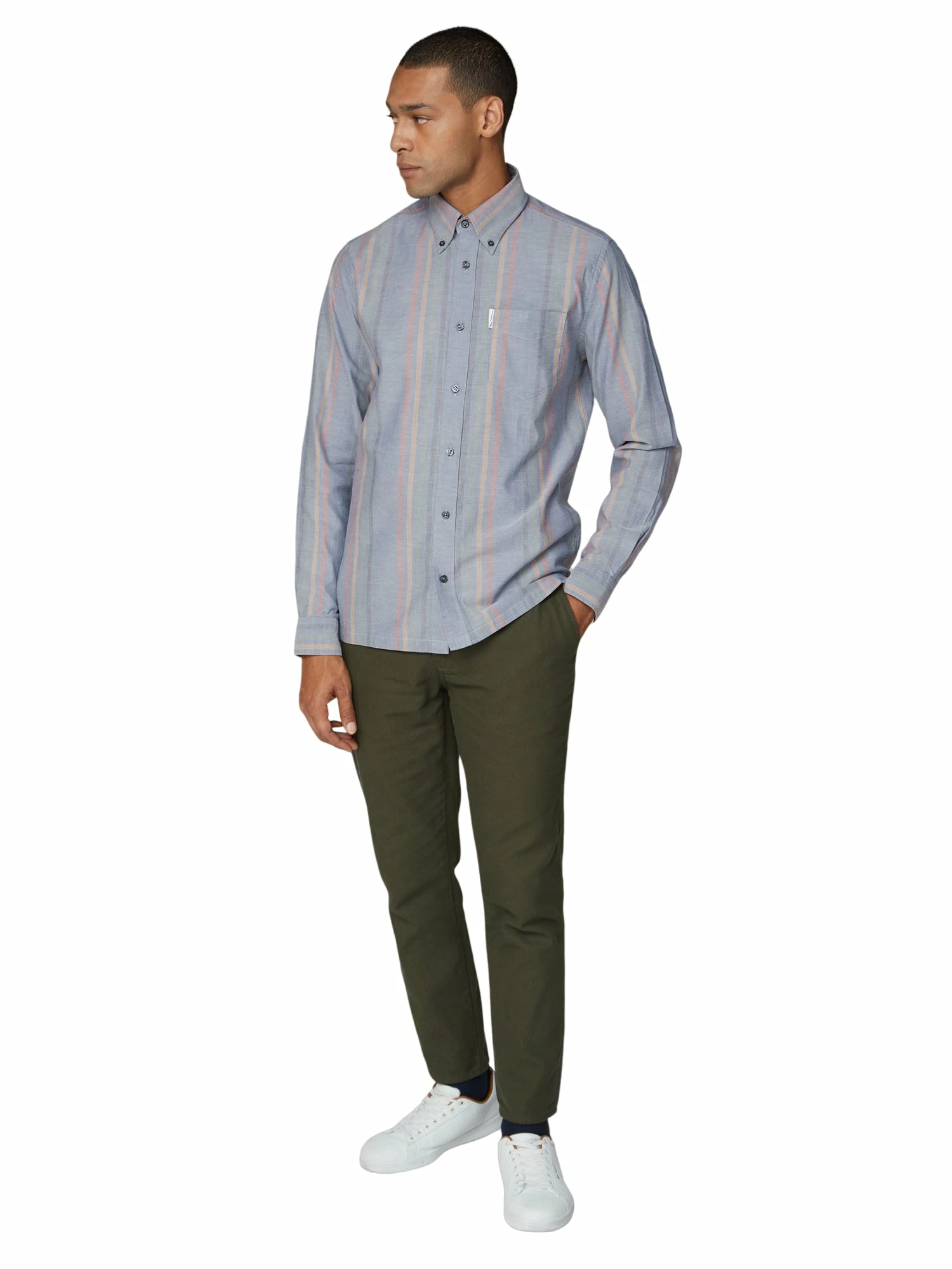 Long-Sleeve Archive Oxford Stripe Shirt - Dark Blue 4 Long-Sleeve Archive Oxford Stripe Shirt - Dark Blue - Image 4