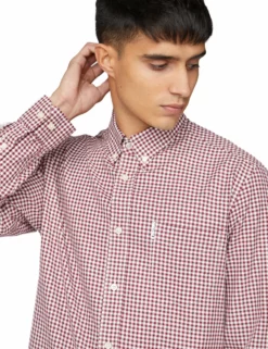 Long-Sleeve Archive Modernist Gingham Shirt - Wine -clothing Shop 55920 580 long sleeve archive modernist gingham shirt wine closeup