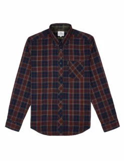 Long-Sleeve Grindle Tartan Shirt - Rust -clothing Shop 55922 56 long sleeve grindle tartan shirt rust flatlay