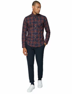 Long-Sleeve Grindle Tartan Shirt - Rust -clothing Shop 55922 56 long sleeve grindle tartan shirt rust fullbody