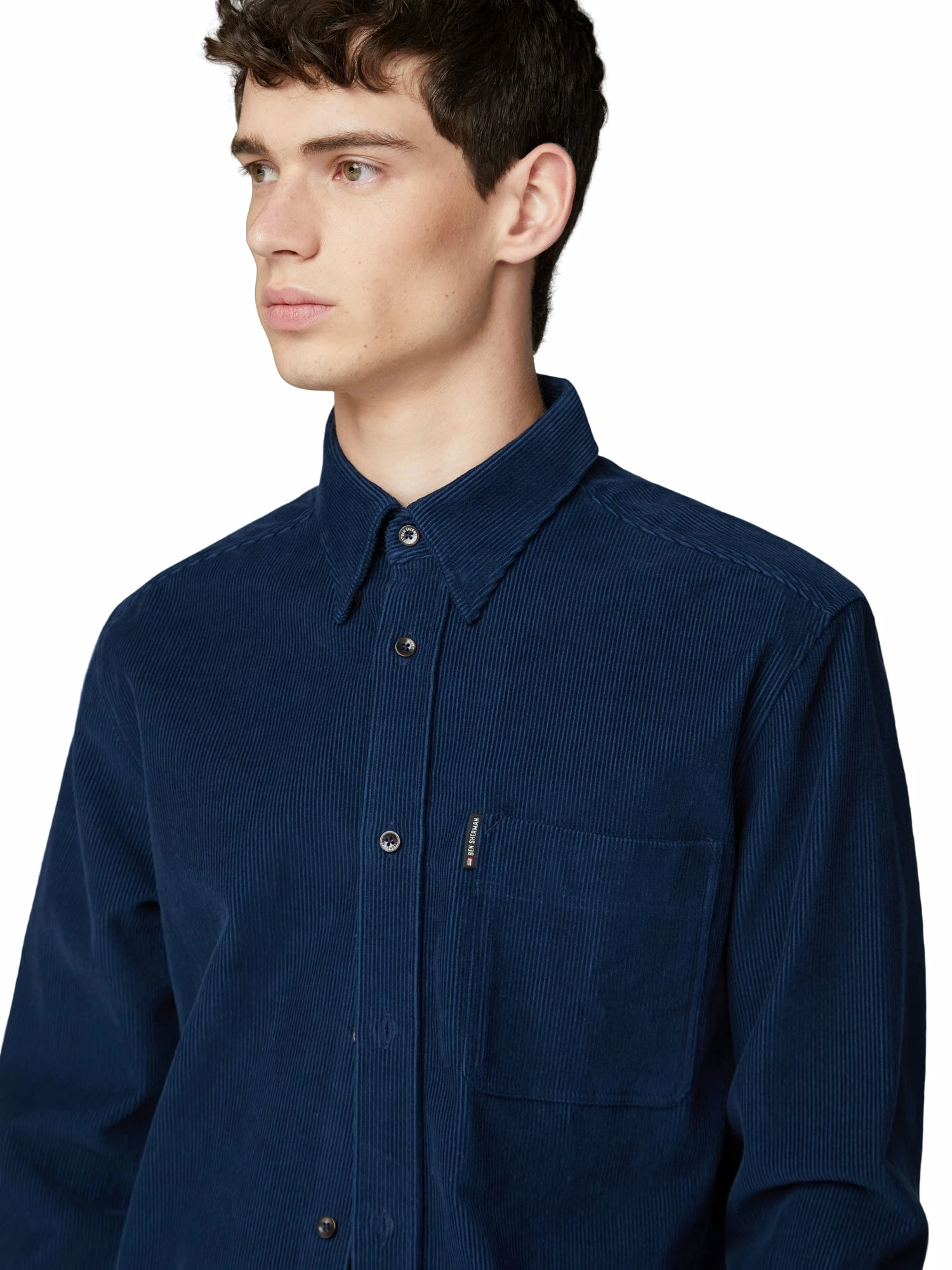 Long-Sleeve Cord Overshirt - Navy 3 Long-Sleeve Cord Overshirt - Navy - Image 3