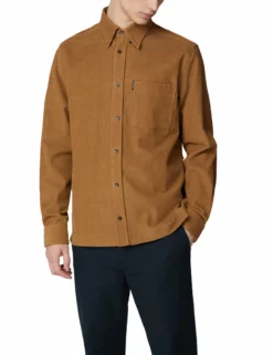 Long-Sleeve Cord Overshirt - Tan