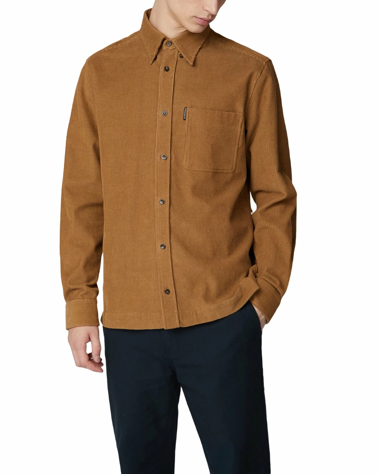 Long-Sleeve Cord Overshirt - Tan 1 Long-Sleeve Cord Overshirt - Tan