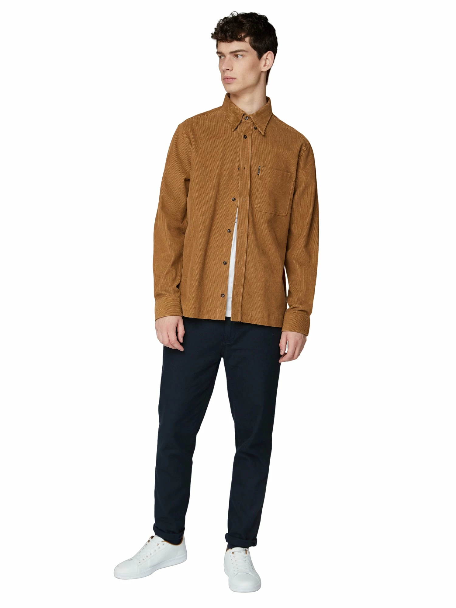 Long-Sleeve Cord Overshirt - Tan 4 Long-Sleeve Cord Overshirt - Tan - Image 4