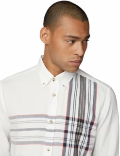 Long-Sleeve Placed Stripe Shirt - Off White 8 Long-Sleeve Placed Stripe Shirt - Off White -clothing Shop 55928 106 long sleeve placed stripe shirt off white closeup