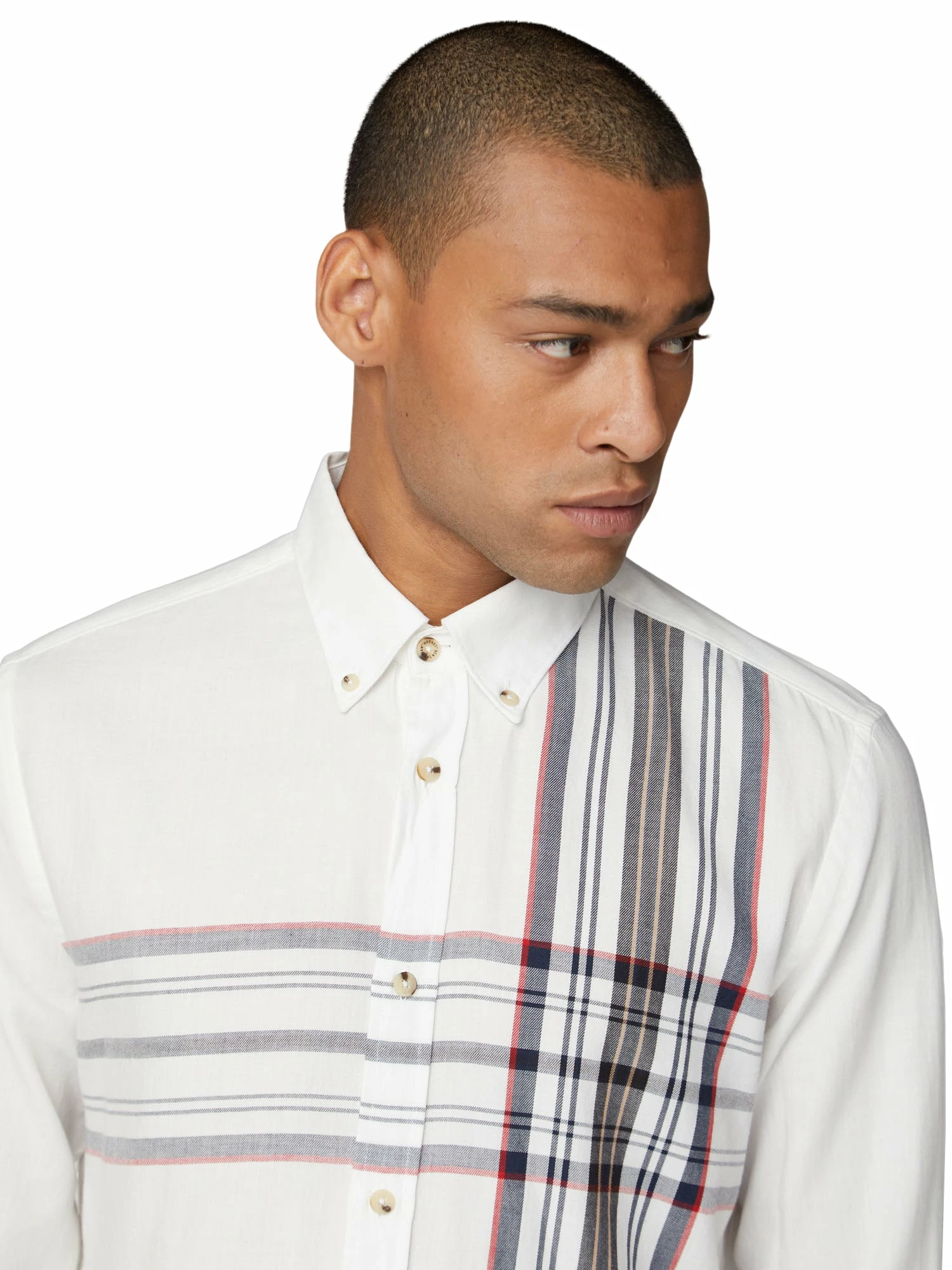 Long-Sleeve Placed Stripe Shirt - Off White 3 Long-Sleeve Placed Stripe Shirt - Off White - Image 3