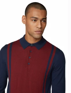 Long-Sleeve Stripe Knit Polo - Dark Navy -clothing Shop 56561 25 long sleeve stripe knit polo dark navy close