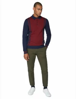 Long-Sleeve Stripe Knit Polo - Dark Navy -clothing Shop 56561 25 long sleeve stripe knit polo dark navy full