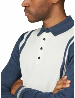 Long-Sleeve Stripe Knit Polo - Dark Blue -clothing Shop 56561 26 long sleeve stripe knit polo dark blue close