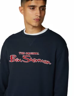 Crewneck Logo Sweatshirt - Navy -clothing Shop 58827 170 crewneck logo sweatshirt navy closeup