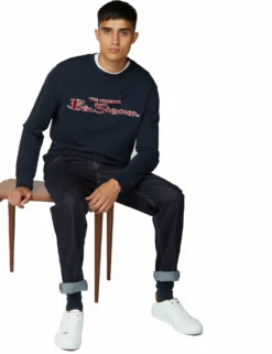 Crewneck Logo Sweatshirt - Navy -clothing Shop 58827 170 crewneck logo sweatshirt navy fullbody
