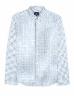 Long-Sleeve One Print Shirt - Blue -clothing Shop 59102 150 long sleeve one print shirt blue flat