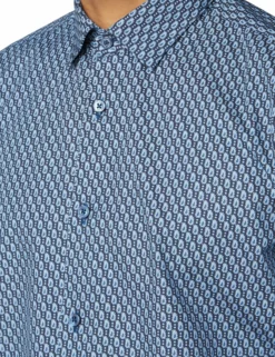 Long-Sleeve Fine Geo Print Shirt - Dark Navy -clothing Shop 59112 25 long sleeve fine geo print shirt dark navy detail