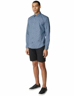 Long-Sleeve Fine Geo Print Shirt - Dark Navy -clothing Shop 59112 25 long sleeve fine geo print shirt dark navy fullbody