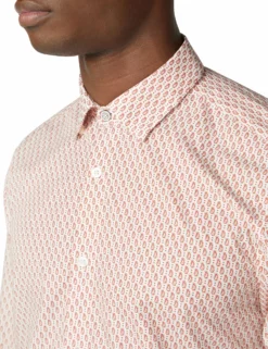 Long-Sleeve Fine Geo Print Shirt - Teracota -clothing Shop 59112 340 long sleeve fine geo print shirt teracota detail