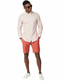 Long-Sleeve Fine Geo Print Shirt - Teracota -clothing Shop 59112 340 long sleeve fine geo print shirt teracota fullbody