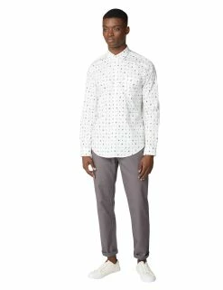 Long-Sleeve Conversational Print Shirt - Off White -clothing Shop 59118 106 long sleeve conversational print shirt off white full