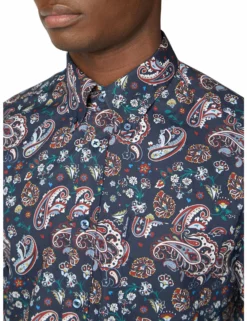Long-Sleeve Multi-Color Paisley Shirt - Dark Navy -clothing Shop 59119 25 long sleeve multi color paisley shirt dark navy closeup