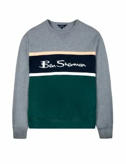 Color Blocked Logo Sweatshirt - Steel -clothing Shop 59343 17 color blocked logo sweatshirt steel flat